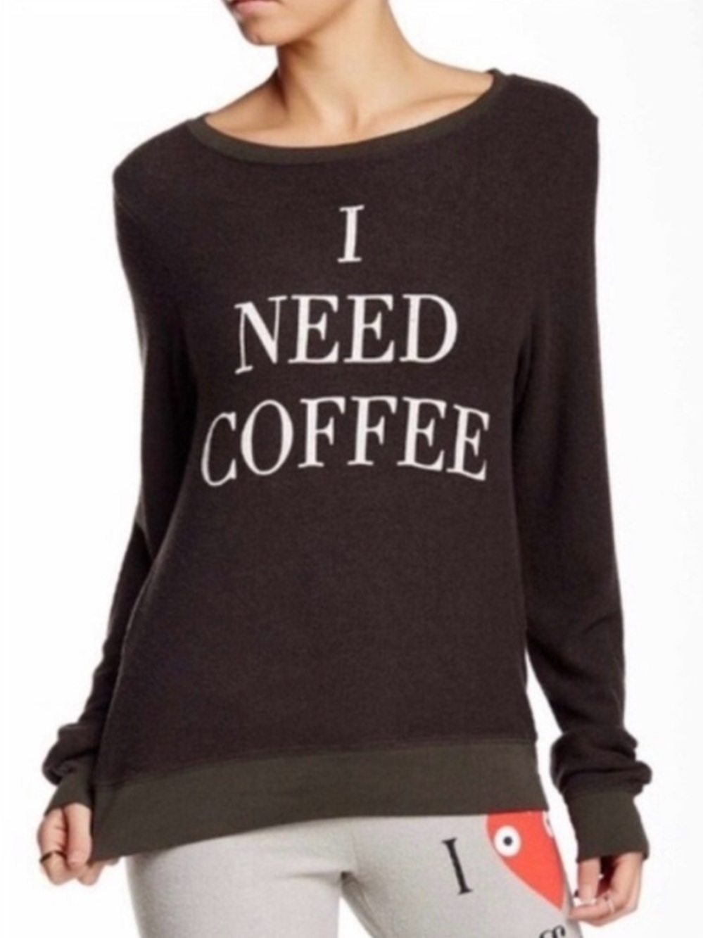 I Need Coffee Women's Graphic Sweater - Black